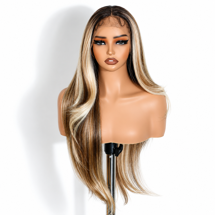 Miss Nhyira Honey Ash Blonde Balayage Wig - Glueless & HD Lace Frontal Wig