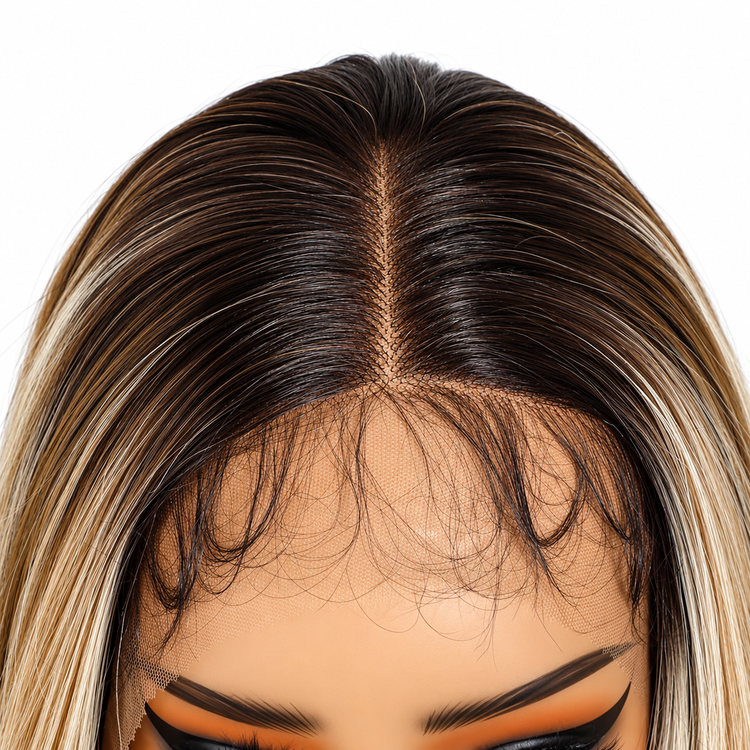 Miss Nhyira Honey Ash Blonde Balayage Wig - Glueless & HD Lace Frontal Wig